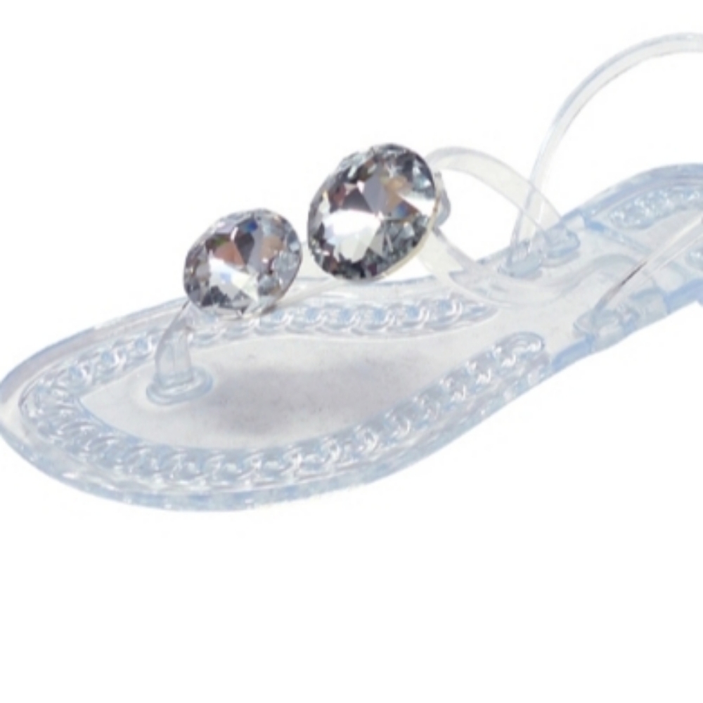 Clear Rhinestone Jelly Sandals